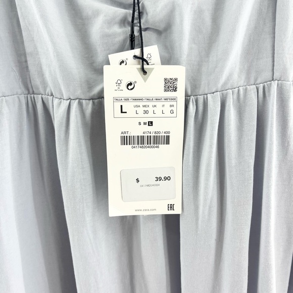 NWT Light Blue Zara Keyhole Gathered Flattering Front Women’s Large - Picture 5 of 9